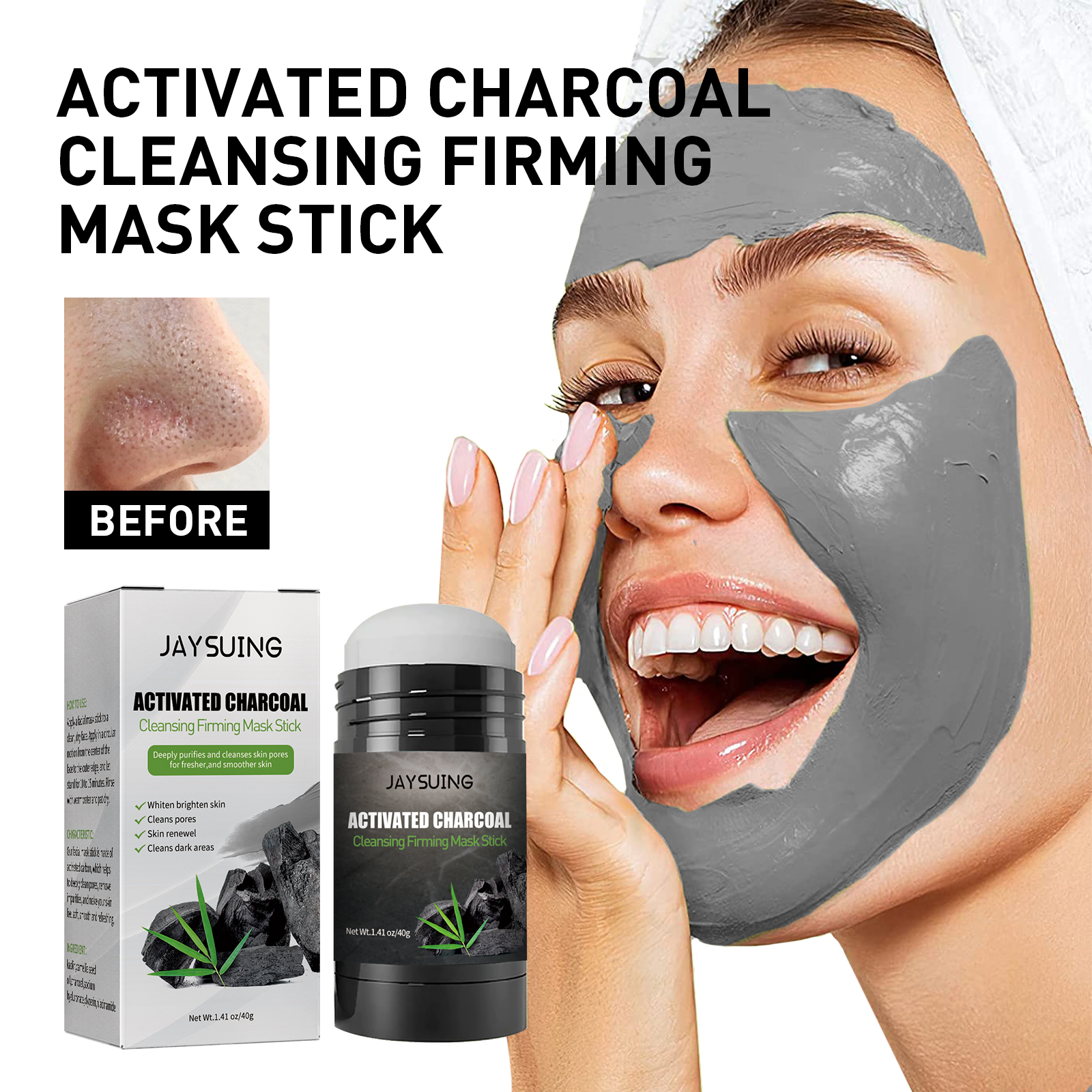Mud Mask Kaolin - 40g Activated carbon facial mask stick