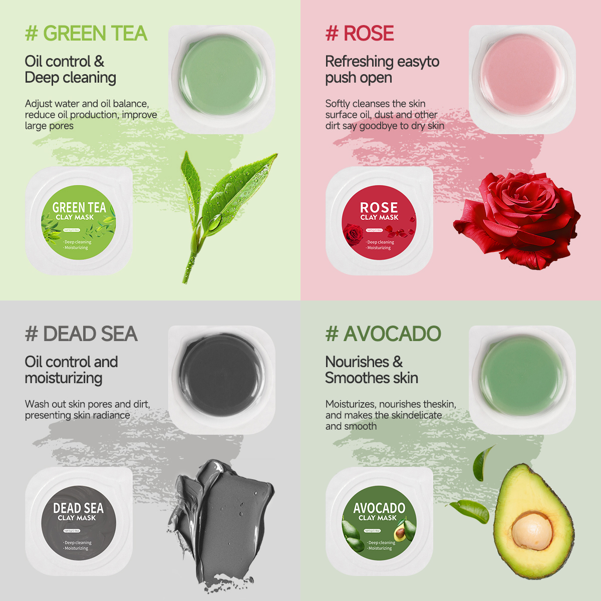 5g*10pcs Facial Cleansing Mud  - огляд і ціна Mud Mask Kaolin